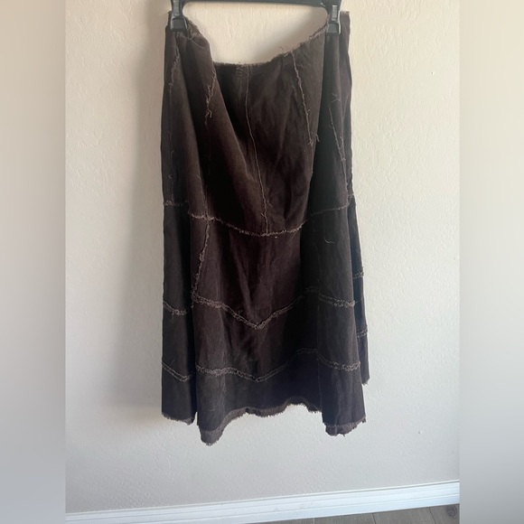 Vintage Women’s Corduroy Raw Hem Fray Stitching Size 16 Boho Western Skirt - Picture 5 of 6
